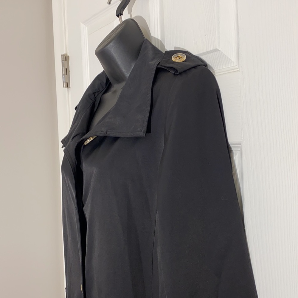 Larry Levine Button Down Black Mid Length Rain/Tr… - image 7